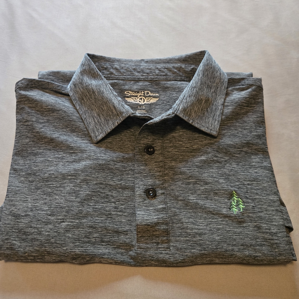 Straight Down Polo Shirt Mens Large Gray Performance Whispering Pines Golf Club